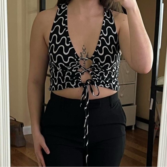 Black and White Halter Top - Picture 1 of 8